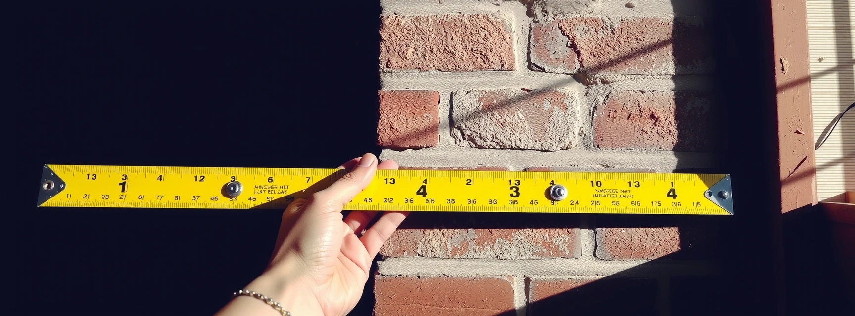 Albañil verificando plomada